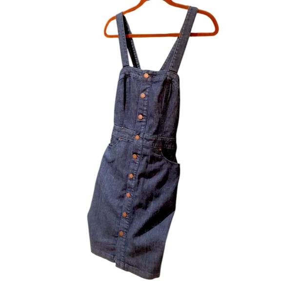 NWOT A New Day Jean Denim Sleeveless Cotton Apron Dress w Criss Cross Back - Picture 5 of 16